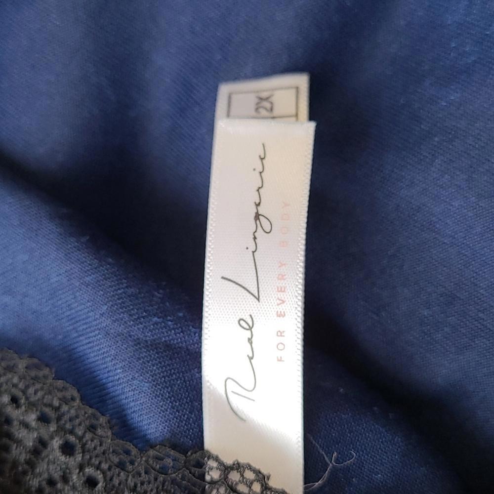 Sapphire blue velvet plus size lingerie teddy bodysuit - Picture 6 of 7